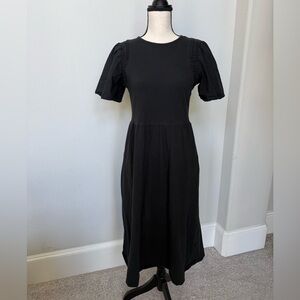 Who What Wear Black Puff-Sleeve Midi Dress